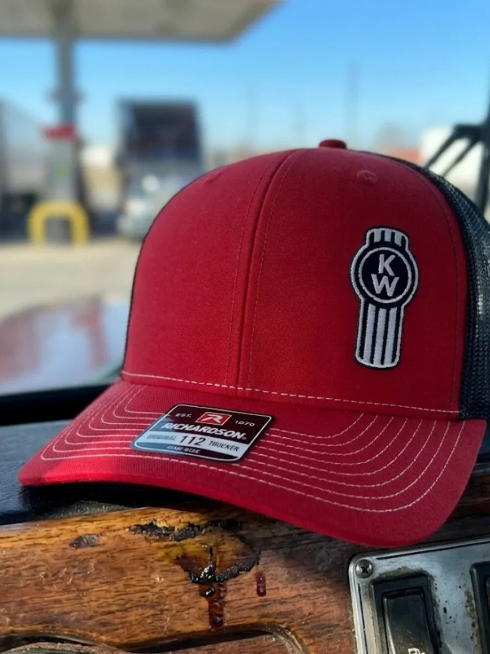 Kenworth Semi Truck Offset Embroidered Red Black Richardson 112 Hat Cap New 80s